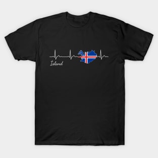 Iceland Ísland heartbeat flag T-Shirt